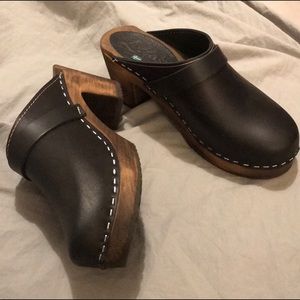 SOLD-Lotta from Stockholm Black high heeled clogs.